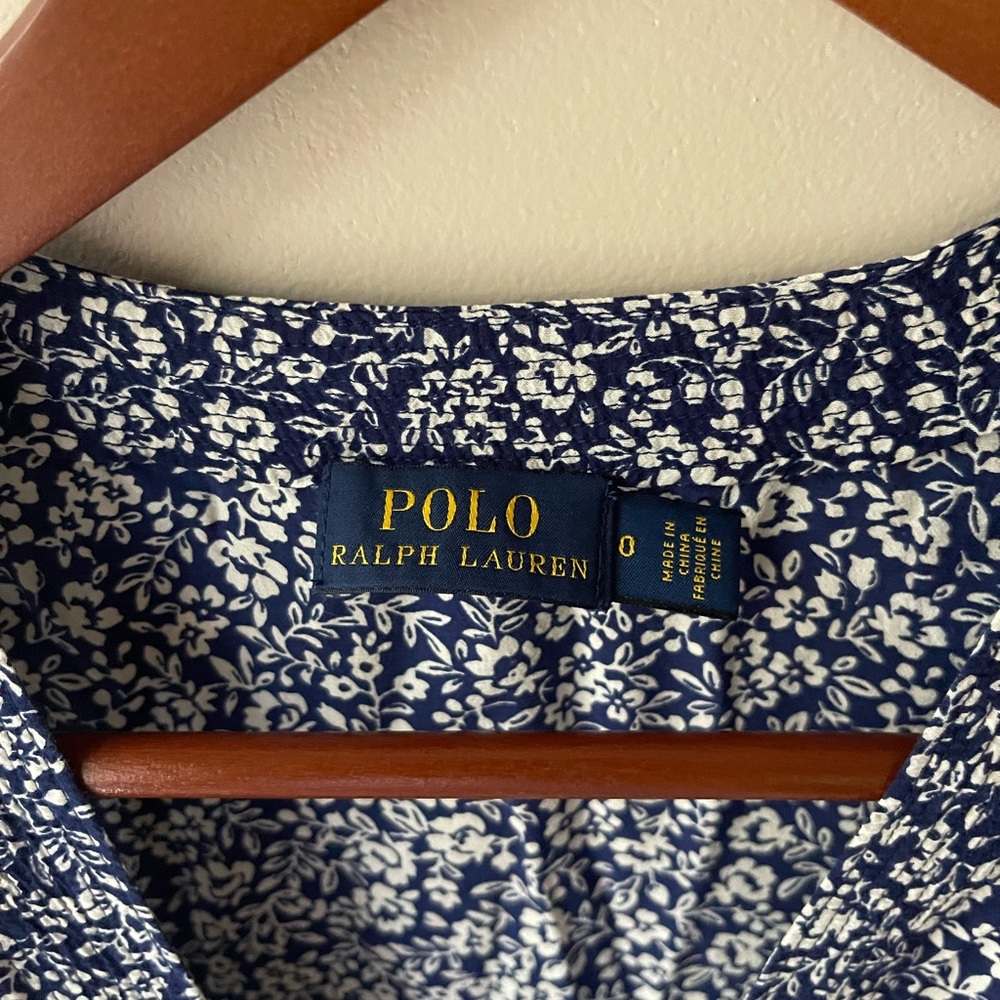 Polo Ralph Lauren Blue Floral Nami Crepe Wrap Mini Dress Size 0 - Picture 6 of 6